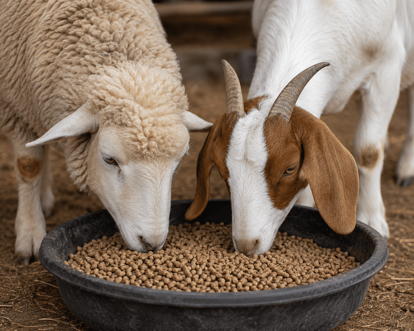 Indian goats and sheep at a smallholder farm